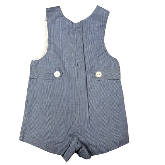 Nursery Rhyme Jon Jon Romper Boys Blue Striped Bear Baseball Embroidered Size 2T - Picture 2 of 7